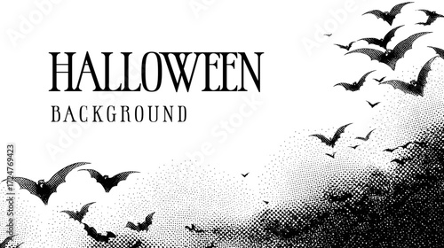vector illustration of a halloween background with bats flying