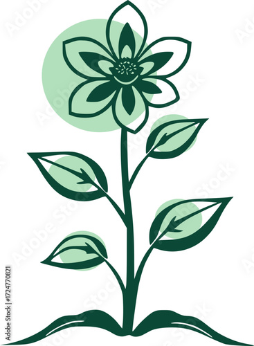 green vector illustration of a flower with pop color