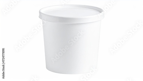 Wallpaper Mural A plain white cylindrical container with a snug-fitting lid, ideal for food storage or takeout Torontodigital.ca