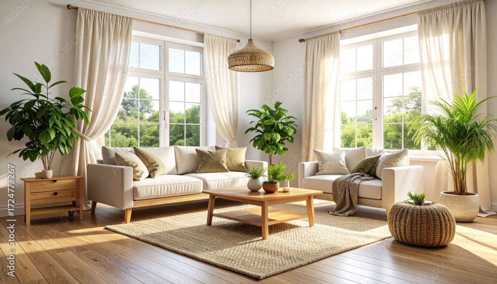 Fototapeta premium Bright modern living room interior