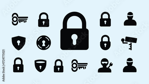 Vector silhouette lock icons set scalable eps graphic for security and protection concepts vector