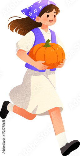 halloween witch with broom