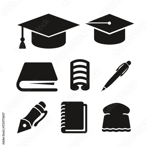 Collection of graduation and education icons in vector format for eps downloads vector