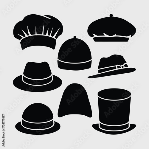 Diverse hat collection vector illustration scalable eps for graphic design projects vector
