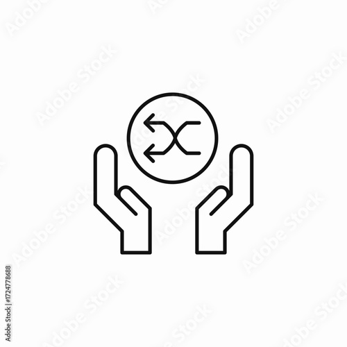 hands holding shuffle icon sign vector