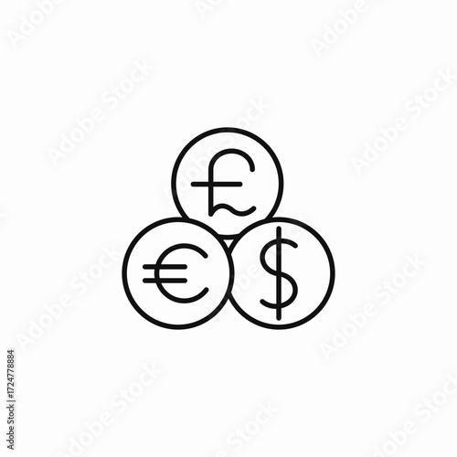 major currencies symbol icon sign vector