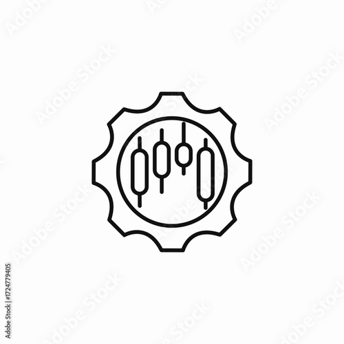 settings candlestick chart icon sign vector