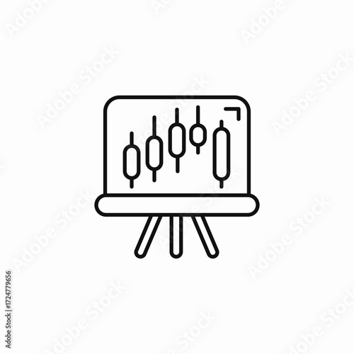 whiteboard with candlestick chart icon sign vector