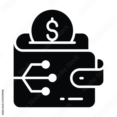 Digital wallet icon representing money storage, finance, and ecommerce shopping
