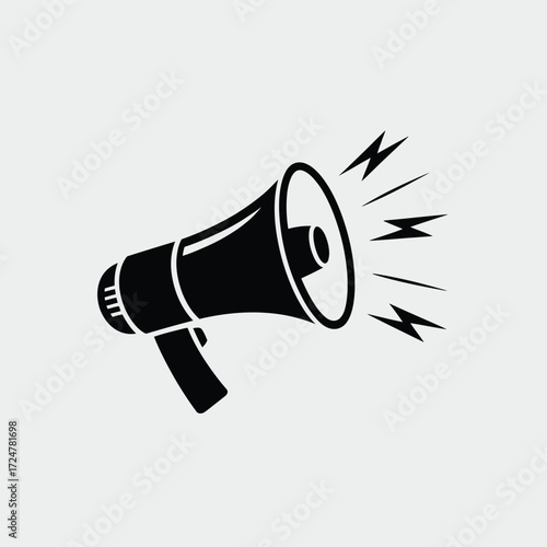 Scalable vector eps illustration of a black megaphone icon for announcements and communication vector