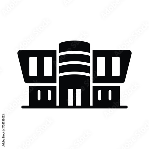 Shopping mall icon representing retail outlets, shops, and ecommerce markets