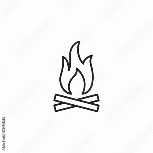 campfire with wood icon sign vector