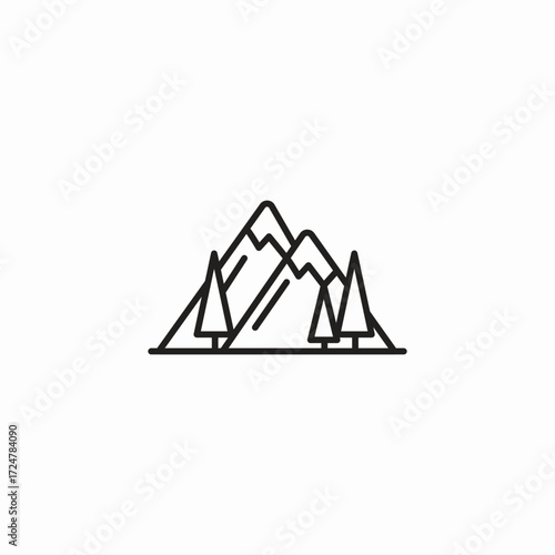 mountain landscape trees icon sign vector