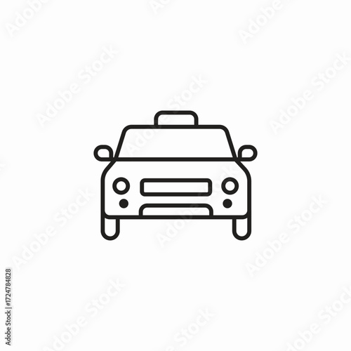 taxi cab front icon sign vector