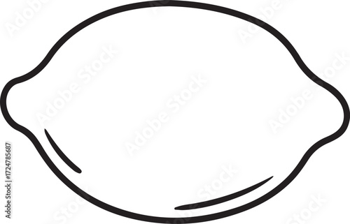 Simple outline drawing of a fresh lemon fruit on a white background