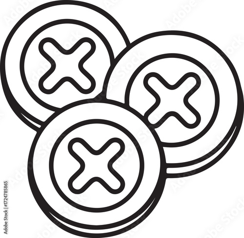 Three simple line drawing illustrations of cross head screws