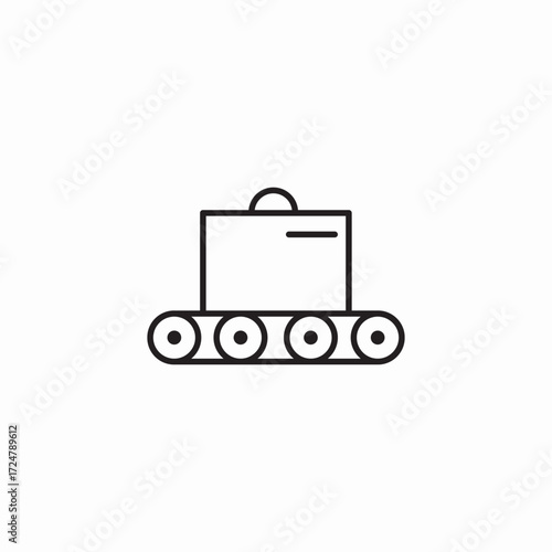 luggage on conveyor belt icon sign vector