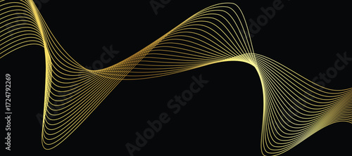 Black background abstract with wavy line