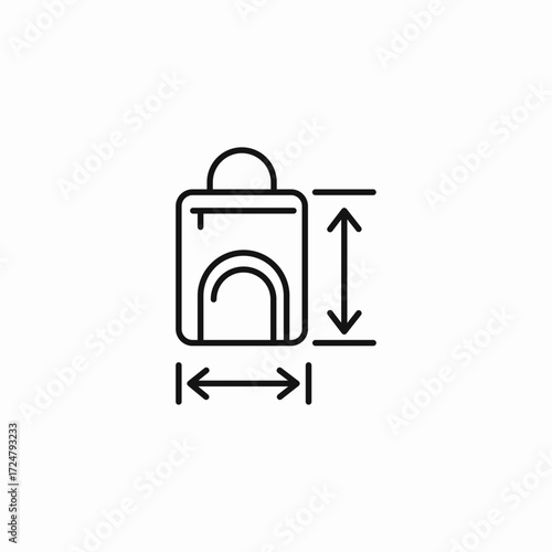 backpack dimensions size icon sign vector