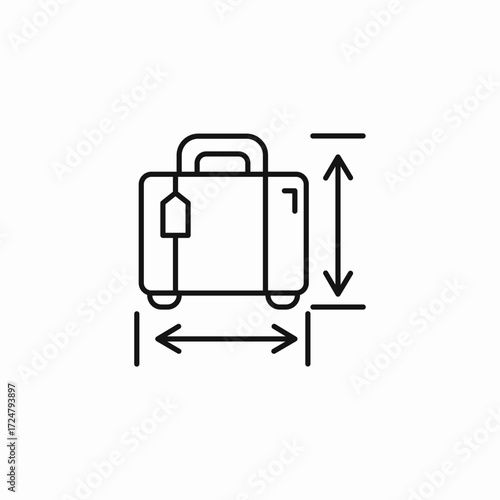 luggage dimensions size icon sign vector
