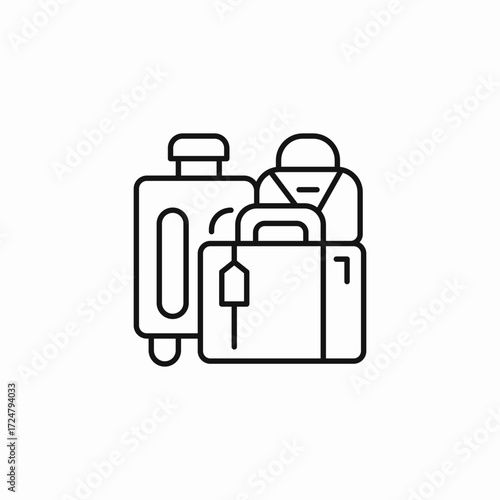 multiple travel bags icon sign vector