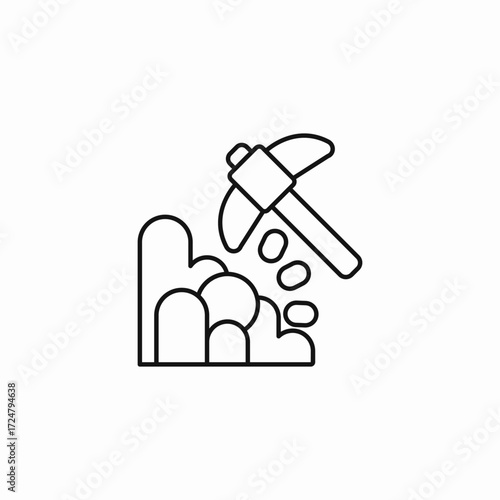 pickaxe mining rocks icon sign vector