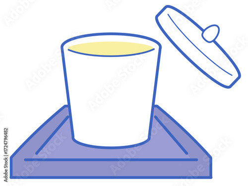 日本料理 茶碗蒸し 青塗り盆にのせたイラスト