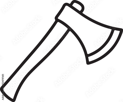 Simple outline drawing of a classic wood chopping axe