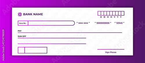 Bank check, vector blank money cheque, checkbook template with guilloche pattern and fields. Currency payment coupon
