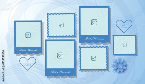 Blank photo frames collage template illustration