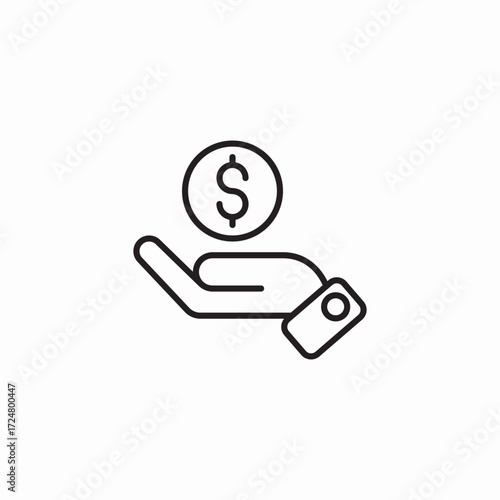 hand holding coin icon sign vector