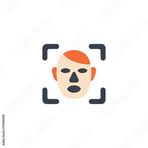 Abstract icon illustrating facial recognition technology for enhanced security, identity verification, and biometric authentication systems for modern digital platforms
