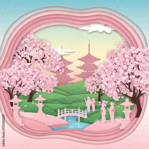 Japanese garden, Sakura bloom viewing