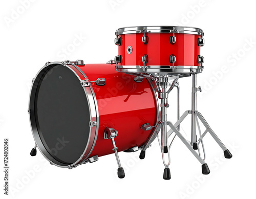 Red drum set, isolated on black (1)