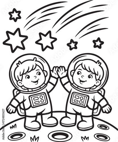 Two Astronauts Kids Meet on Space