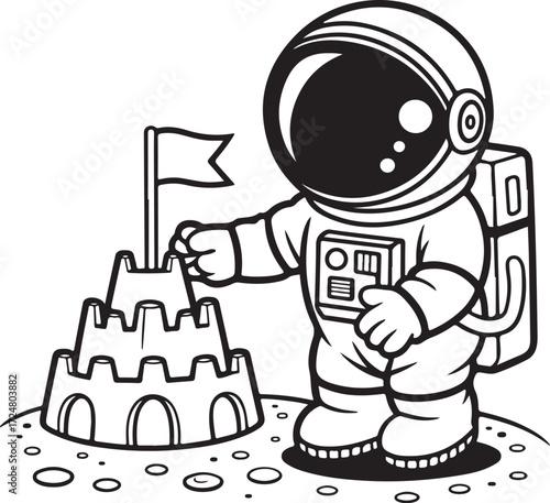 Astronaut Makes Castle On Planet