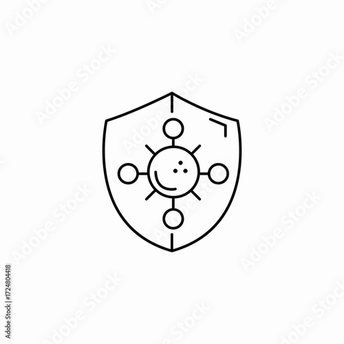 bacteria protective shield icon sign vector