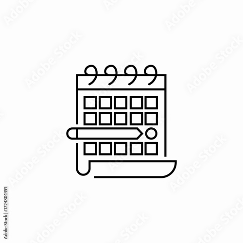 calendar with pencil icon sign vector