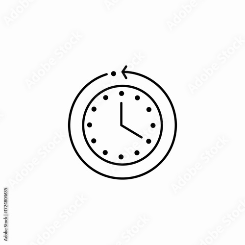 clock with backwards arrow icon sign vector