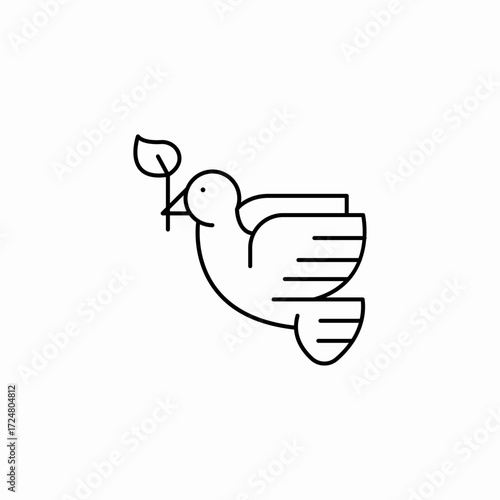 dove with leaf icon sign vector