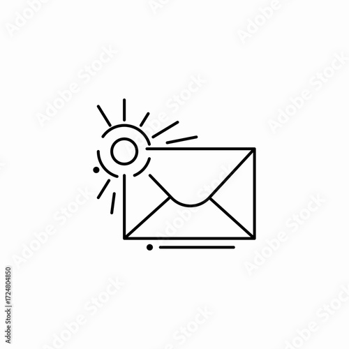 email with sun icon sign vector