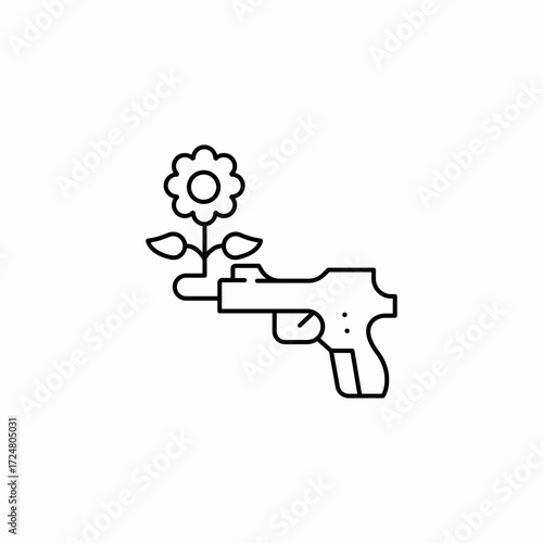 gun flower peace icon sign vector