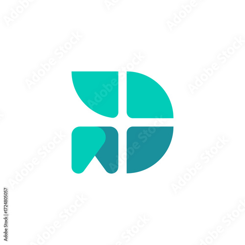 Modular D Letter with Abstract and Modern Teeth Tooth Dental Logo Design Vector