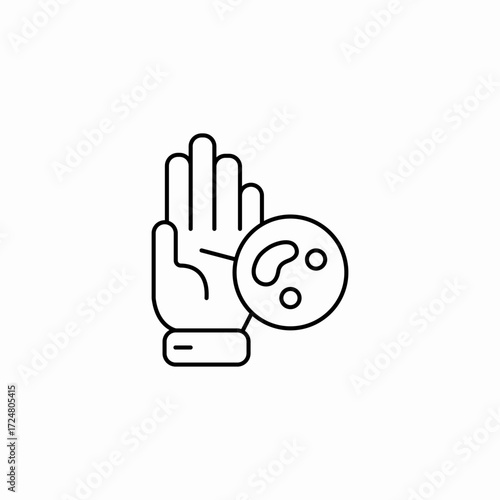 magnified hand microbes icon sign vector