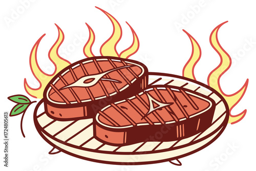 vector illustration of a burning stove