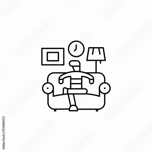 person on couch icon sign vector