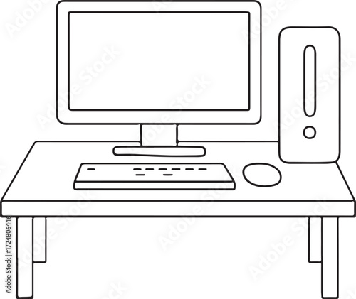 Illustration of a laptop into a white background for assembling or creating teaching materials for moms doing homeschooling and teachers searching for pictures for teaching materials such as flashcard
