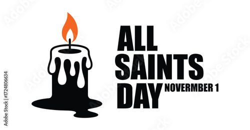 All Saints Day graphic with melting candle and bold typography, symbolizing Christian remembrance and spiritual observance on November 1