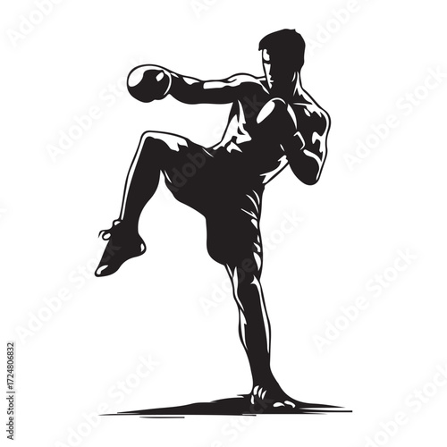 vector " kick boxing " illustration vector Design white background