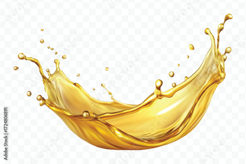 realistic smooth clean and fresh engine or cooking oil splash in curve style  isolated on white background